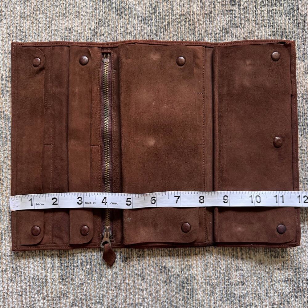 Mark Cross England Vintage Suede Jewelry Roll Travel Organizer Pouch Brown - Picture 12 of 12